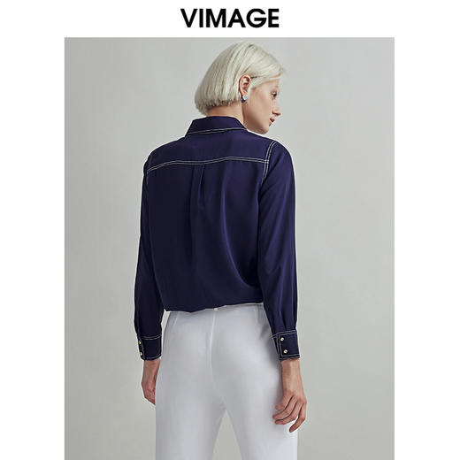 VIMAGE纬漫纪时尚简约通勤百搭休闲显瘦衬衫女上衣V1409001D 商品图3