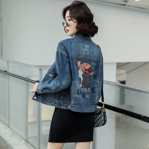 LJY-CS20188女装韩版翻领字母刺绣短款牛仔外套 商品图2