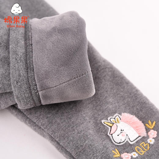 棉果果冬季女童路路加氨纶螺纹夹棉银狐绒里打底长裤裤子M422206820744 商品图3