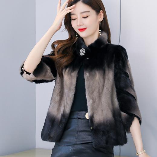 时尚保暖显瘦短款貂皮皮草外套货号ny8210