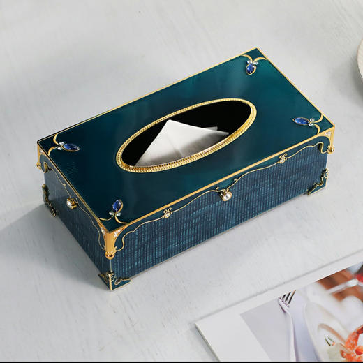 珐琅彩纸巾抽 客厅茶几轻奢简约创意收纳纸巾抽 时尚 大气 商品图2