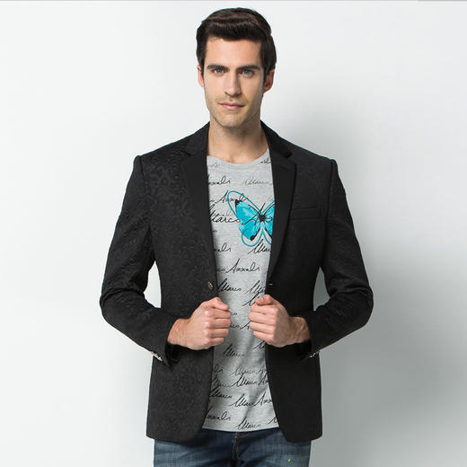 Marco Azzali 黑色立体压花空气层单上衣 H3702200 商品图0