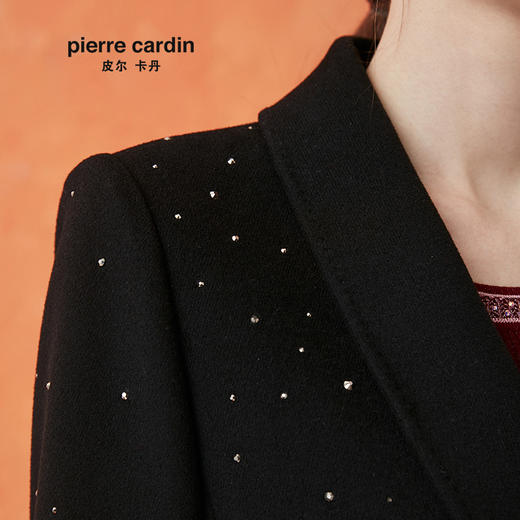 皮尔卡丹女装通勤百搭烫钻修身毛呢大衣P0406CL20B0
 商品图3