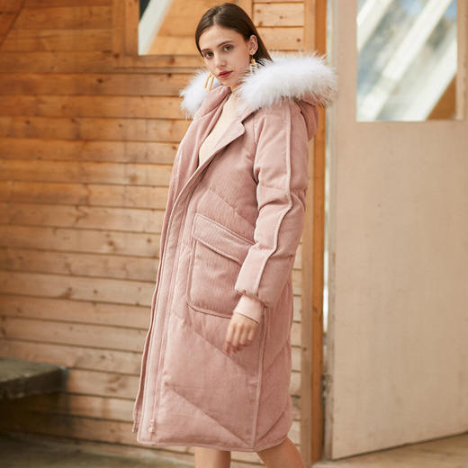 欧芮儿羽绒服女中长款秋冬装2019新款保暖加厚大毛领连帽外套 商品图1