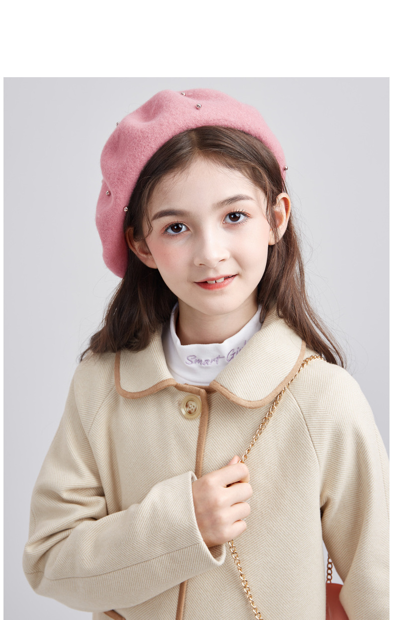 笛莎女童帽子2020冬季新款中大童儿童时尚洋气贝雷帽小女孩休闲帽