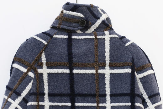 henrikvibskov蓝色长款格子外套aw19m601