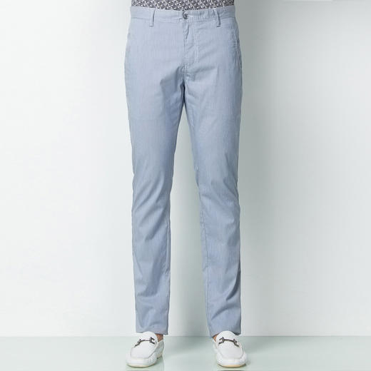 Marco Azzali 蓝白细条混纺面料休闲裤 P3610600 商品图0