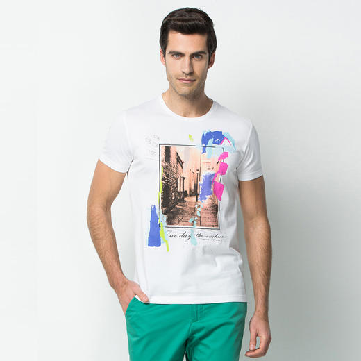 Marco Azzali 白色印花圆领T恤 T3850300 商品图0