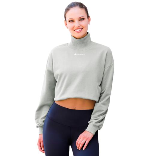 高领露脐卫衣 - Cropped Mock Neck Sweatshirt秋冬运动休闲罩衫 商品图5