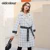 oldcolour2019冬季新品商场同款格子长款毛呢大衣L41153181 商品缩略图0