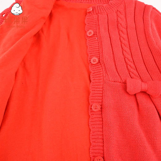 新年款棉果果冬季女童挂里开衫新年款喜庆大红色毛衣M422161220738 商品图4