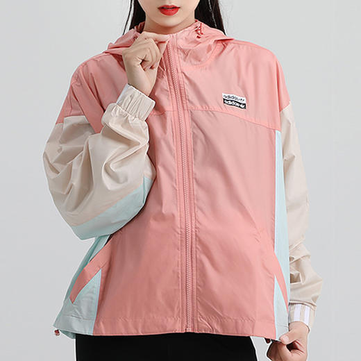 阿迪达斯三叶草外套女2020秋季新款运动服宽松连帽薄款夹克ge1270