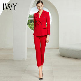 IWY/红色长袖西服长裤套装3CP18315