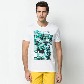 Marco Azzali 白色全棉印花圆领T恤 T3854300