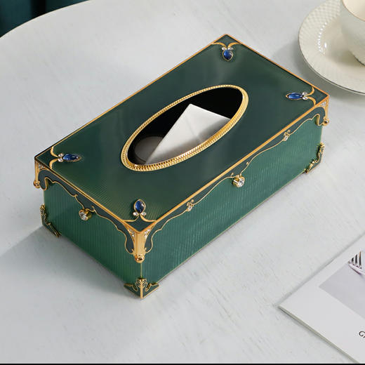 珐琅彩纸巾抽 客厅茶几轻奢简约创意收纳纸巾抽 时尚 大气 商品图1