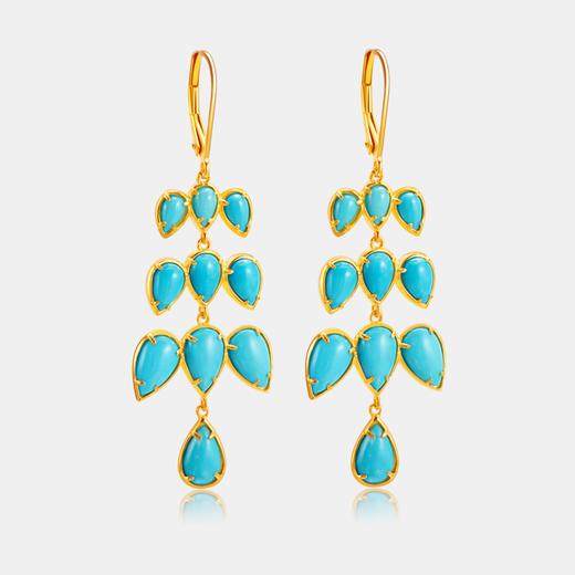 孔雀翎天然蓝松石水滴耳饰 原矿松石925银精致大气 醍醐原创设计 两款可选 商品图5