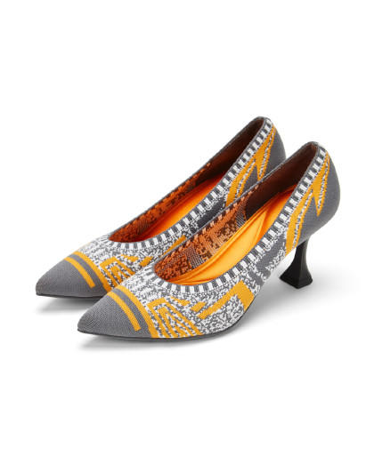 westory闺蜜鞋舒适编织鞋拼色尖头高跟鞋单鞋女