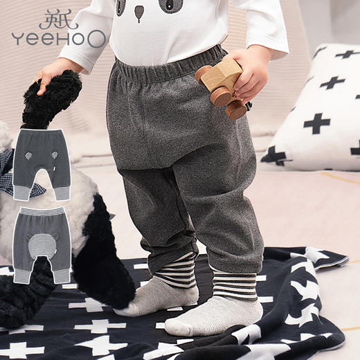 英氏秋款新品儿童居家服裤子中性春秋熊猫可爱长裤YZJHJ30007A01 商品图0