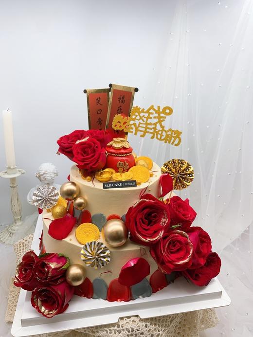 优雅长辈大红蛋糕 商品图0
