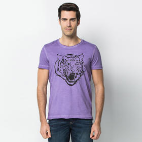 Marco Azzali 紫色虎头印花圆领T恤 T3659300