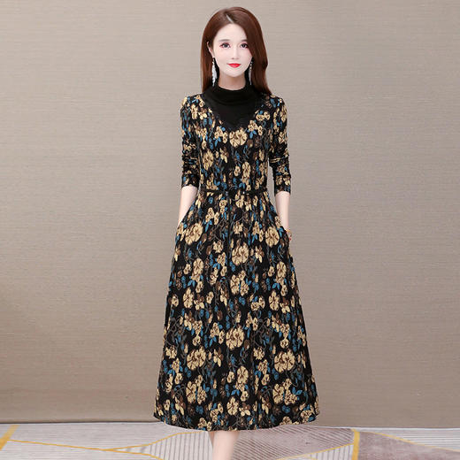 YWE  20B35R-A印花时尚中长款气质修身显瘦减龄大码裙 商品图2