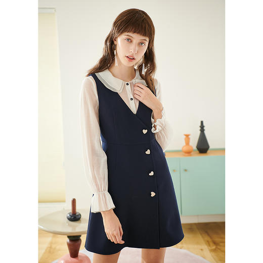 欧芮儿新款娃娃领无袖连衣裙女中长款不规则A字 商品图0