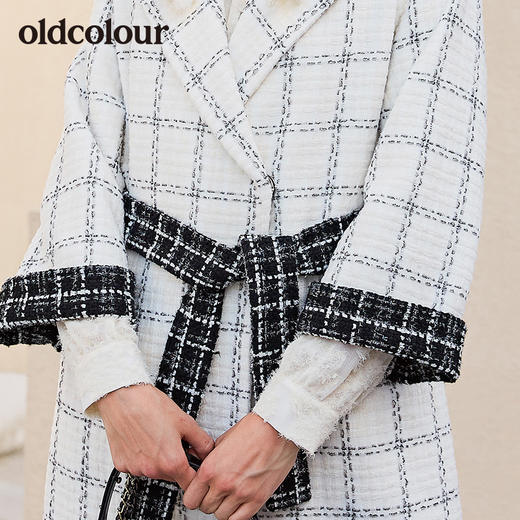 oldcolour2019冬季新品商场同款格子长款毛呢大衣L41153181 商品图3