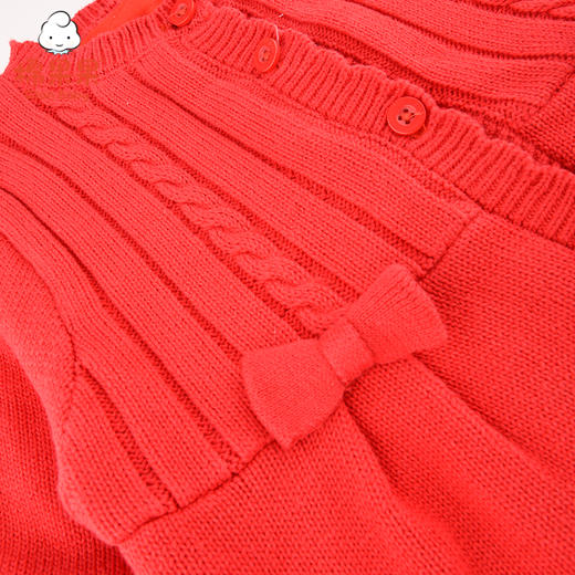 新年款棉果果冬季女童挂里开衫新年款喜庆大红色毛衣M422161220738 商品图3