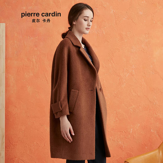 皮尔卡丹女装大衣水波纹中长款羊驼毛保暖羊毛呢外套P0418CH05K0
 商品图1