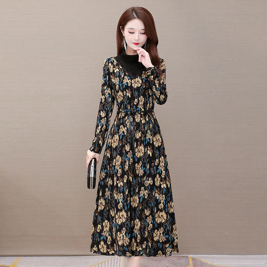 YWE  20B35R-A印花时尚中长款气质修身显瘦减龄大码裙 商品图0