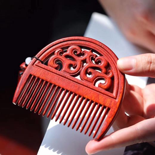 印度小叶紫檀 | 梳美人小轩窗木梳子按摩梳红木梳子生日礼物礼品