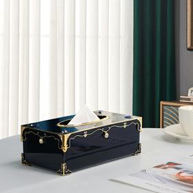 珐琅彩纸巾抽 客厅茶几轻奢简约创意收纳纸巾抽 时尚 大气