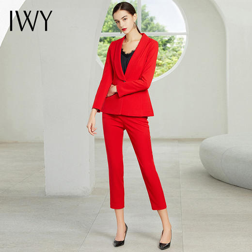 IWY/红色长袖西装长裤套装193025CP 商品图3