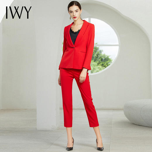 IWY/红色长袖西装长裤套装193025CP 商品图4
