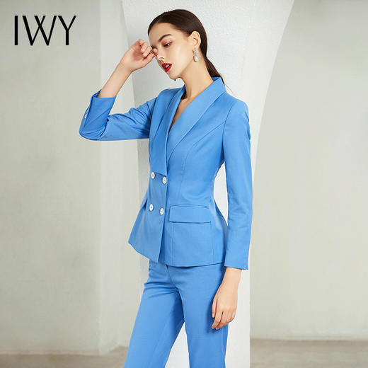 IWY/蓝色长袖西装长裤套装194027C1+P1 商品图3