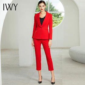IWY/红色长袖西装长裤套装193025CP