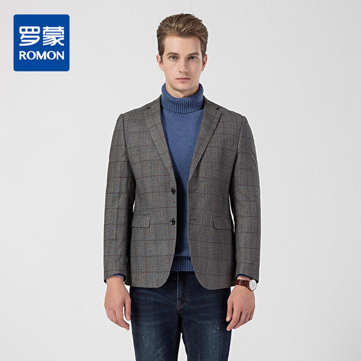 99XCM98F07罗蒙春秋男士休闲西装外套英伦风格子休闲西服男式单西外套 商品图0