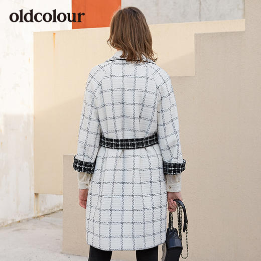 oldcolour2019冬季新品商场同款格子长款毛呢大衣L41153181 商品图1
