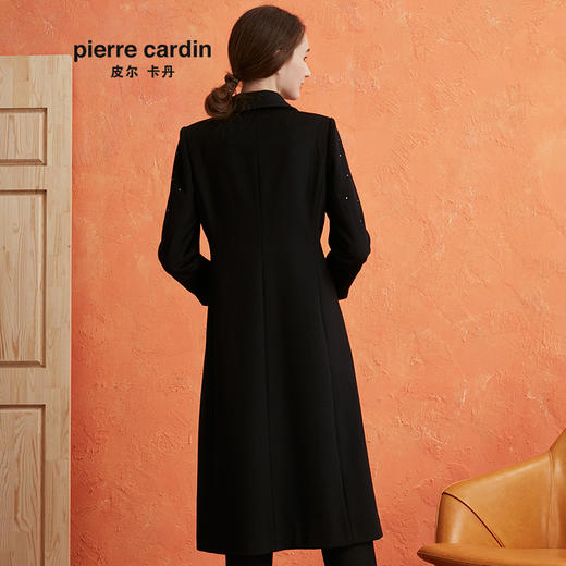 皮尔卡丹女装通勤百搭烫钻修身毛呢大衣P0406CL20B0
 商品图2