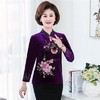 NP-妈妈装春秋金丝绒长袖T恤上衣中老年女装旗袍领秋装上衣打底衫 商品缩略图2