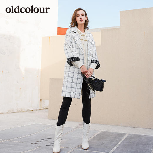 oldcolour2019冬季新品商场同款格子长款毛呢大衣L41153181 商品图4