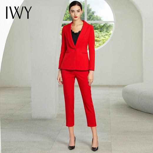 IWY/红色长袖西装长裤套装193025CP 商品图2