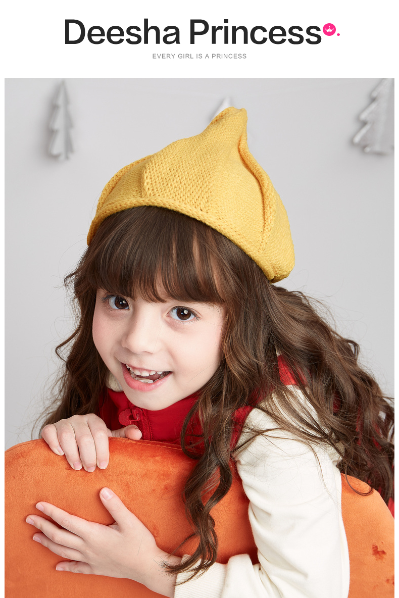 笛莎女童毛线帽2020冬季新款儿童可爱毛线帽女宝宝小女孩洋气帽子