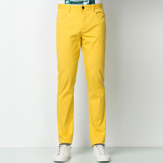 Marco Azzali 亮黄色混纺面料休闲裤 P3609800 商品图0