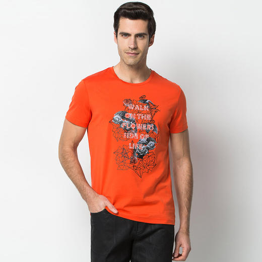 Marco Azzali 橙色圆领印花T恤 T3848900 商品图0