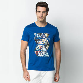 Marco Azzali 蓝色圆领印花T恤 T3848600