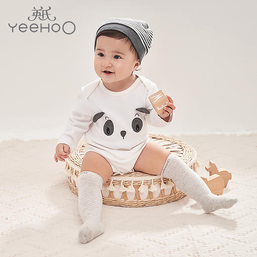 英氏婴儿连体衣男女宝宝绣花长袖哈衣YZJMJ30009A01 2020新款秋装 商品图1