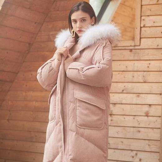 欧芮儿羽绒服女中长款秋冬装2019新款保暖加厚大毛领连帽外套 商品图4