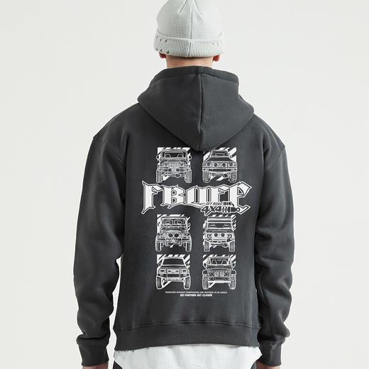 自由基地连帽潮流卫衣抓绒宽松落肩嘻哈外套潮上衣男女款 NMT-1229 商品图1