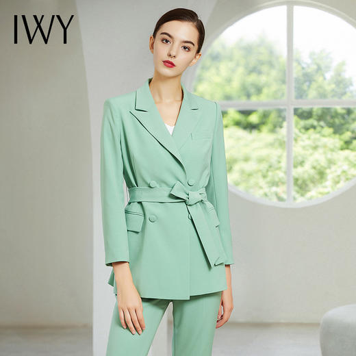 IWY/绿色长袖西装长裤端口套装203192C1+P1 商品图1